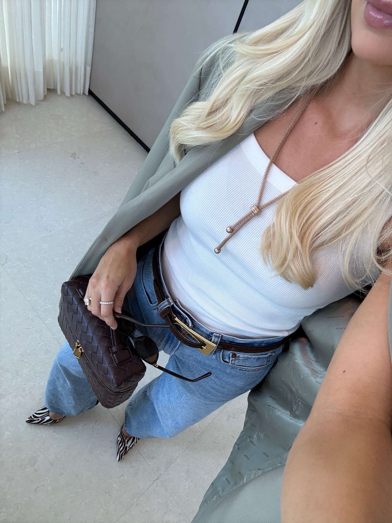 Blazer outfit: Sized up to 27 in jeans for looser fit, small in tank, sized up to med in blazer (also linked similar). Code Kathleenp20 for belt. Code Kathleen15 for earrings  Recommend going up 1/2 size in heels 

Business casual outfit, Abercrombie jeans, Abercrombie denim, workwear, blazer outfit, blazer styling,