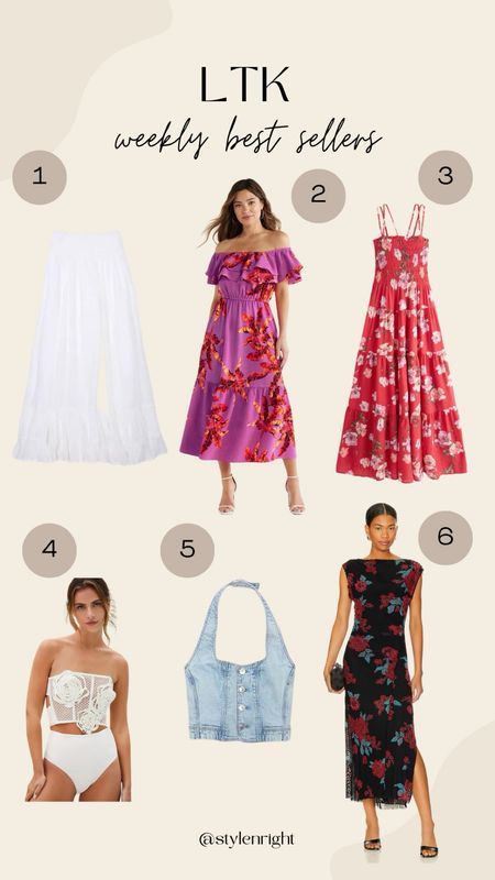 This week’s best sellers!🤍

Summer dress. Maxi skirt. Denim halter top. Swimwear. Wedding guest dress. 

#LTKSeasonal #LTKMidsize #LTKSwim