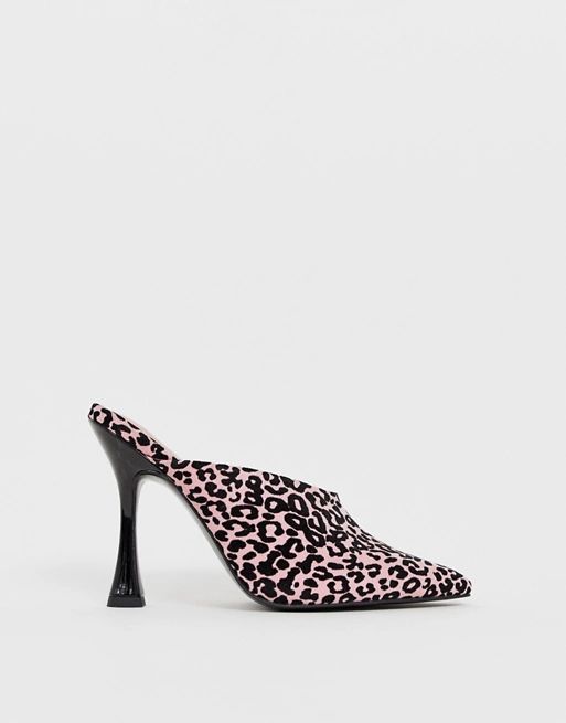 ASOS DESIGN Phillis flared high heel mules in leopard print | ASOS US