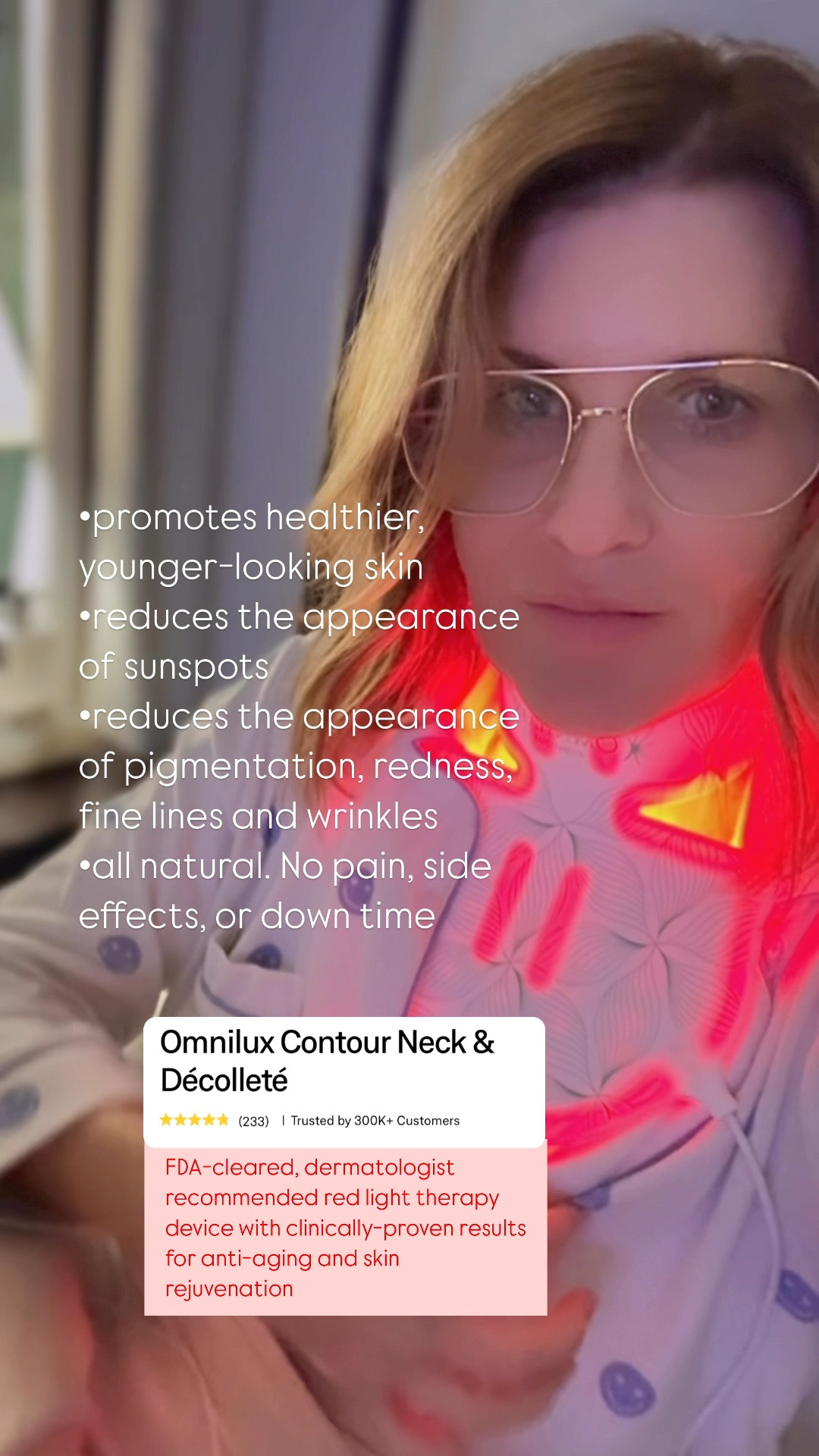 Per my Med Spa’s recommendation (The Treatment Room), I’ve been using the Omnilix on my neck and décolleté about 3-5 times a week. It’s clinically proven to reduce the appearance of pigmentation, redness, and fine lines, wrinkles, the appearance of sunspots. It promotes healthier, younger- looking skin. It’s FDA-cleared and dermatologist recommended! All natural, no pain, side effects or downtime. I use while working or watching television, and it only takes 10 minutes! 

#LTKBeauty #LTKOver40 #LTKVideo