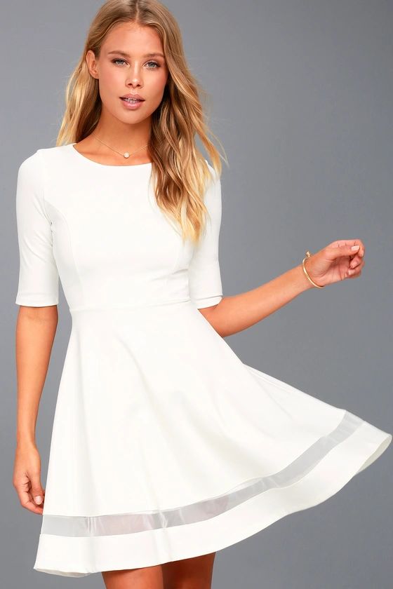 Sheer Factor White Mesh Skater Dress | Lulus (US)