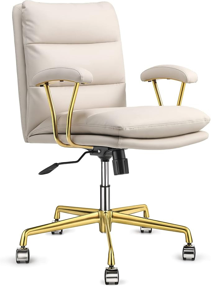 EMIAH Office Desk Chair Ergonomic Computer Chair Mid-Back PU-Padded Executive Adjustable Rolling ... | Amazon (US)