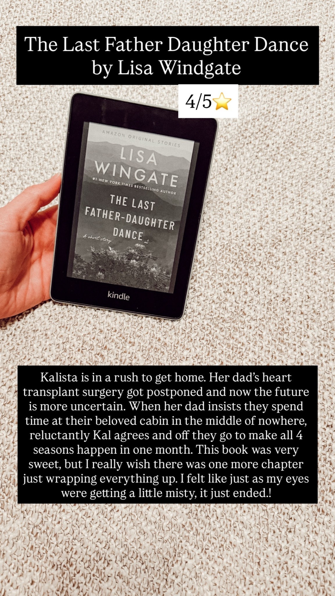 46. The Last Father Daughter Dance by Lisa Windgate :: 4/5⭐️. Kalista is in a rush to get home. Her dad’s heart transplant surgery got postponed and now the future is more uncertain. When her dad insists they spend time at their beloved cabin in the middle of nowhere, reluctantly Kal agrees and off they go to make all 4 seasons happen in one month. This book was very sweet, but I really wish there was one more chapter just wrapping everything up. I felt like just as my eyes were getting a little misty, it just ended.!

#LTKTravel #LTKdayinmylife #LTKstorytime