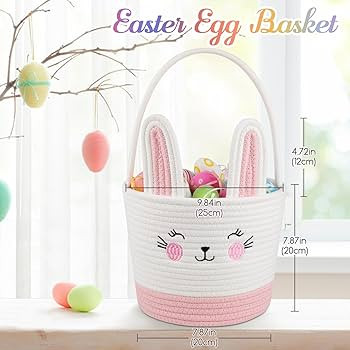 Personalized Easter Basket for Toddler, Woven Baby Easter Gifts basket with Handle, Empty Bunny E... | Amazon (US)