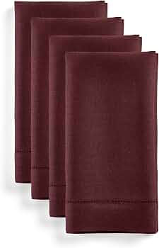 Solino Home Servilletas de lino color borgoña de 20 x 20 pulgadas – 100% lino puro con vainica... | Amazon (US)
