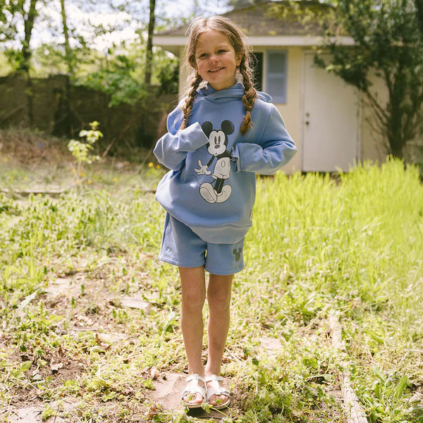 Mini Disney Mickey Boyfriend Hoodie, Sky Blue | Albion Fit