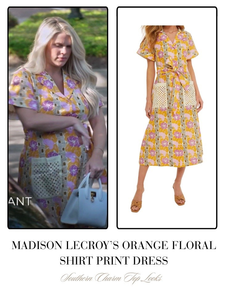 Madison LeCroy’s Orange Floral Print Shirt Dress