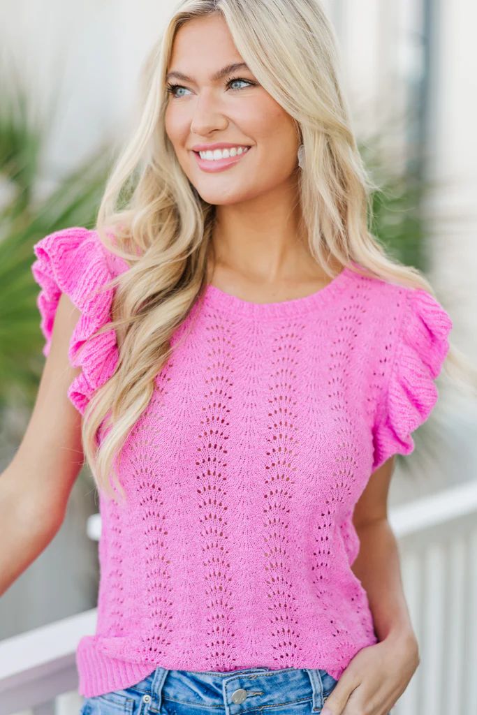 In Good Graces Fuchsia Pink Crochet Top | The Mint Julep Boutique
