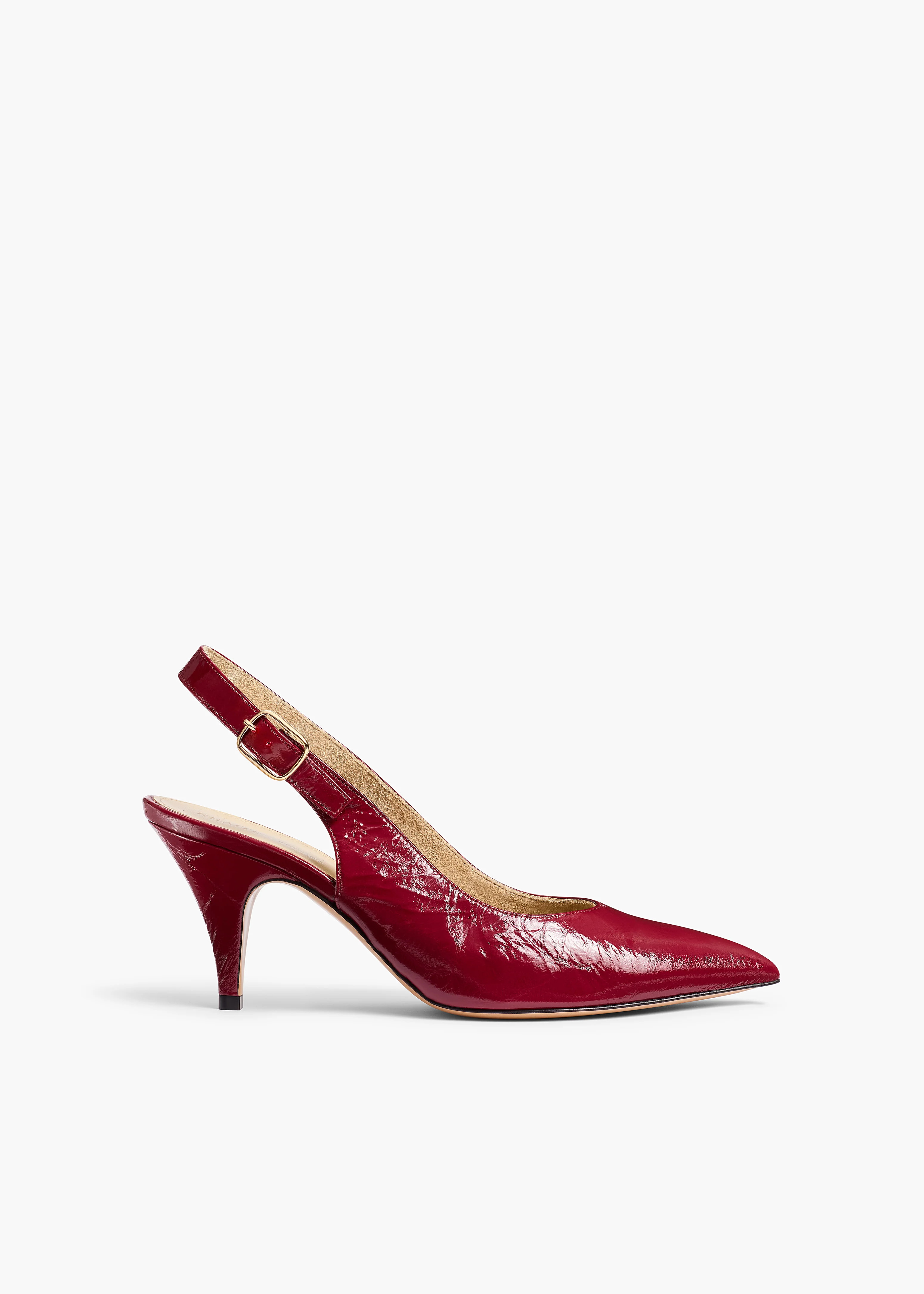 River Slingback Pump in Oxblood Crinkled Leather | Khaite