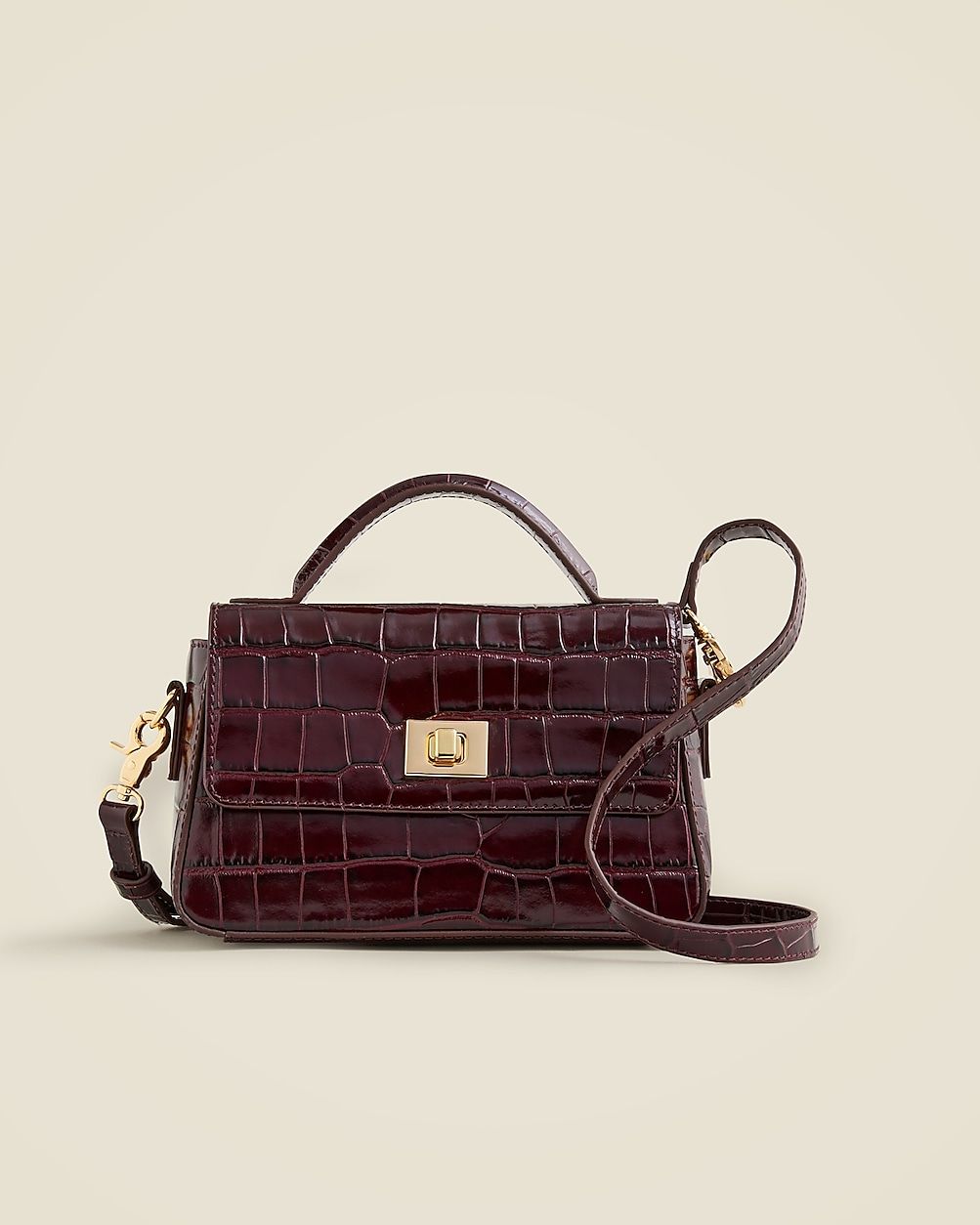 Small Edie top-handle bag in Italian croc-embossed leather | J. Crew US