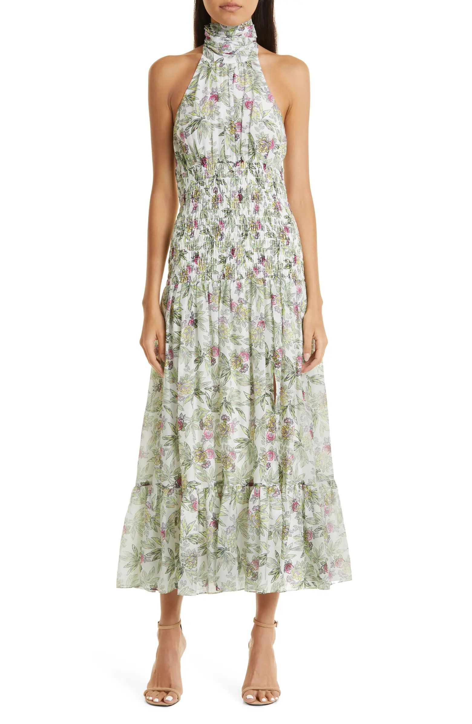 Dover Floral Halter Neck Cotton & Silk Dress | Nordstrom
