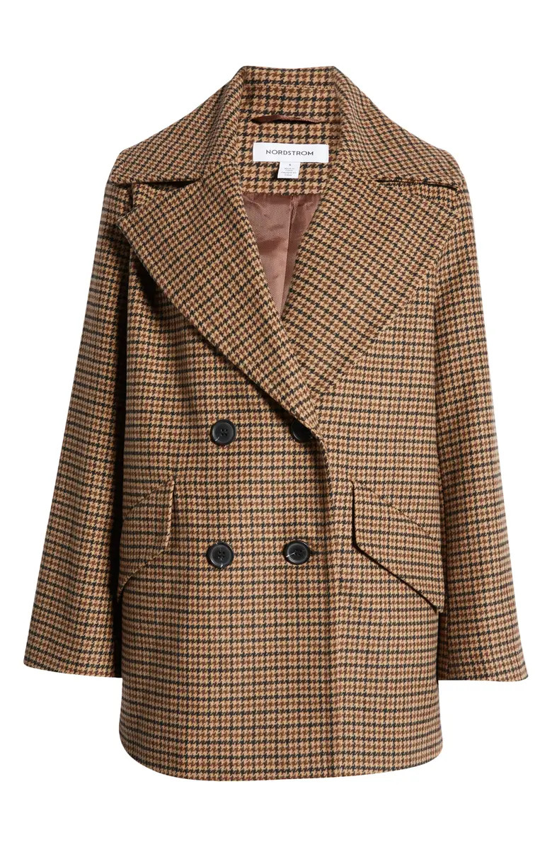 Nordstrom Short Herringbone Peacoat | Nordstrom | Nordstrom
