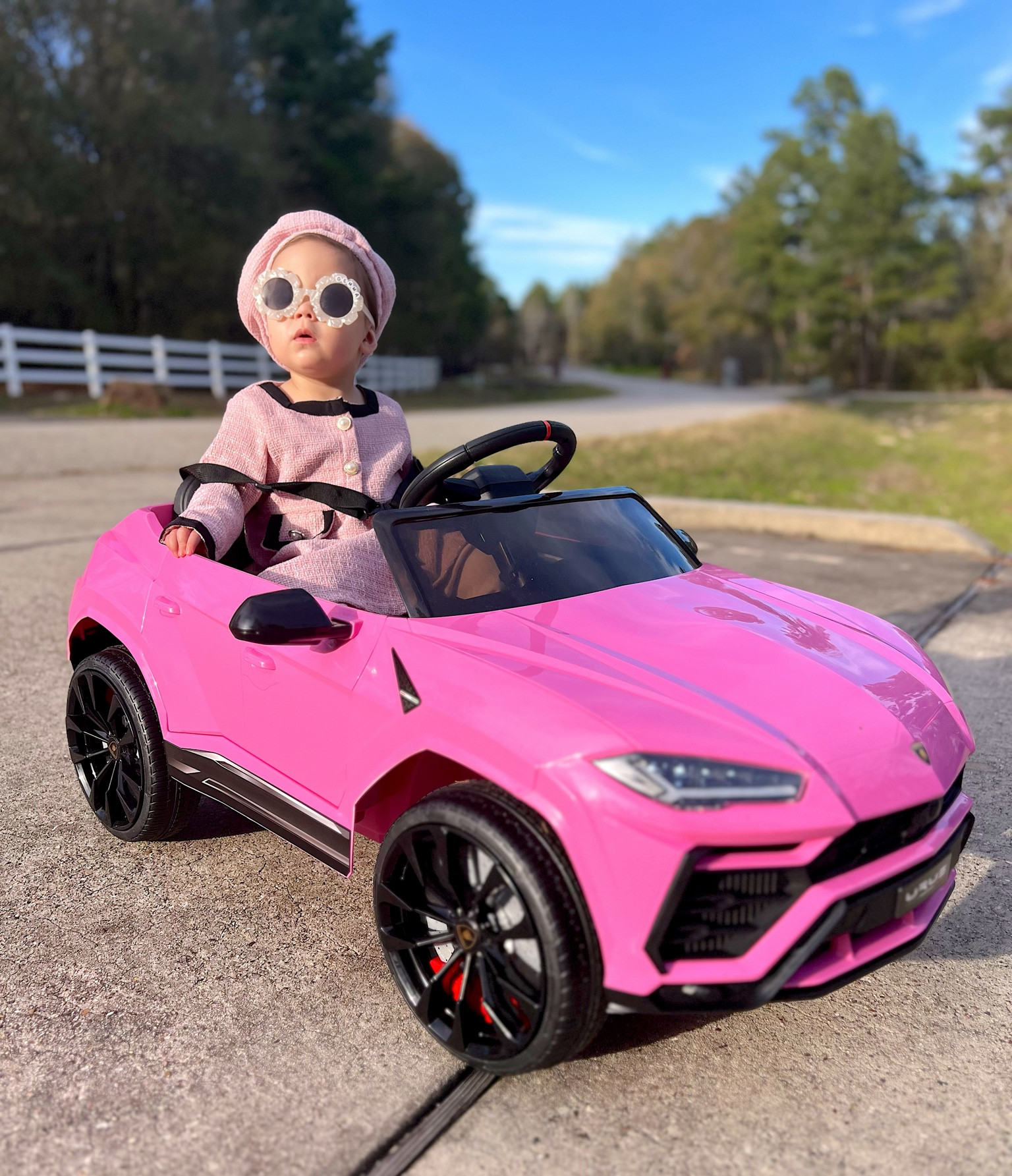 Pink toddler car 
Lambo suv 
Mini license plate 
Amazon finds 
Toddler girl sunglasses 

