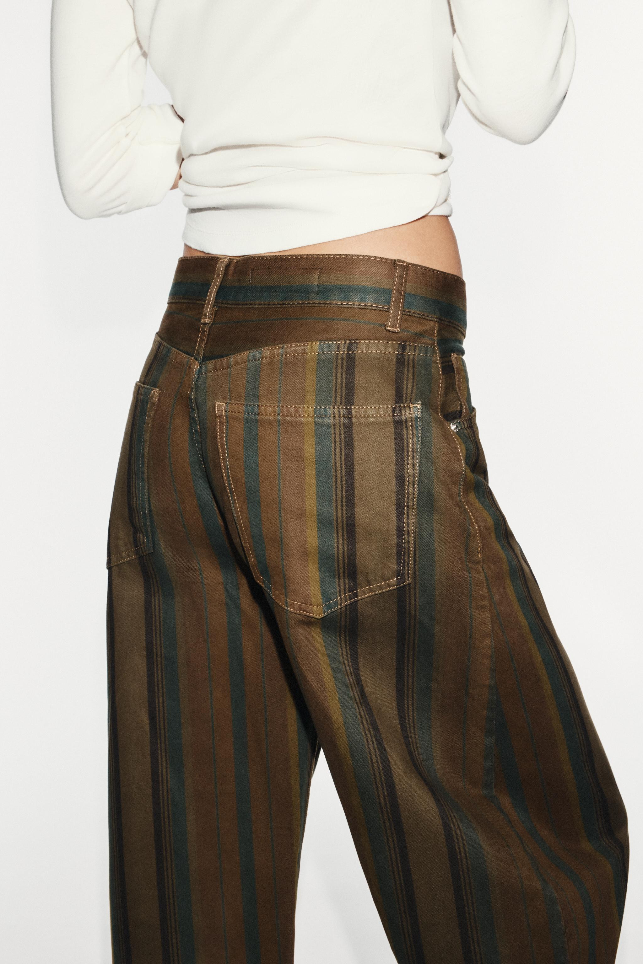 TRF MID-RISE BARREL STRIPED JEANS | Zara US