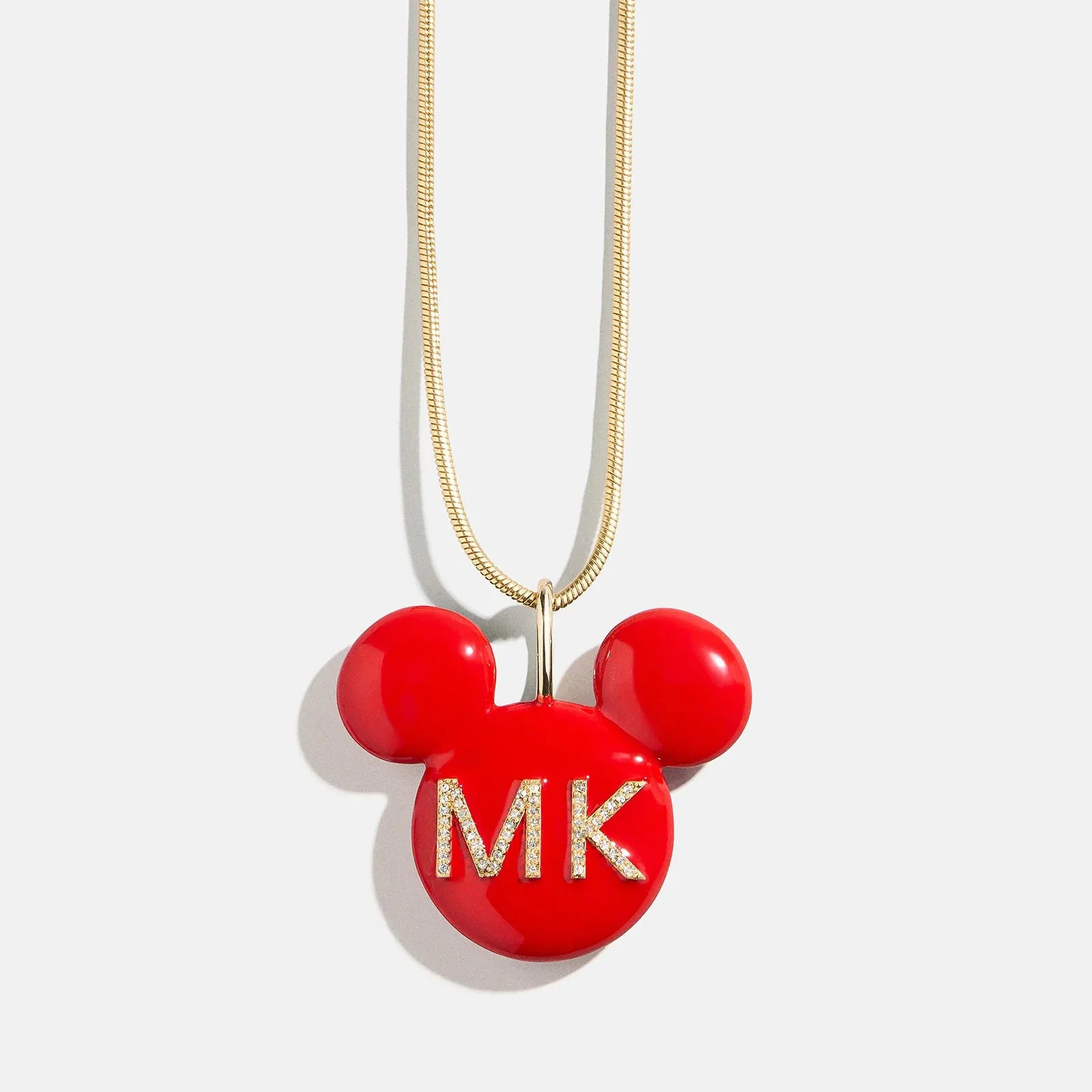 Disney Mickey Mouse Enamel Custom Initial Necklace - Red | BaubleBar