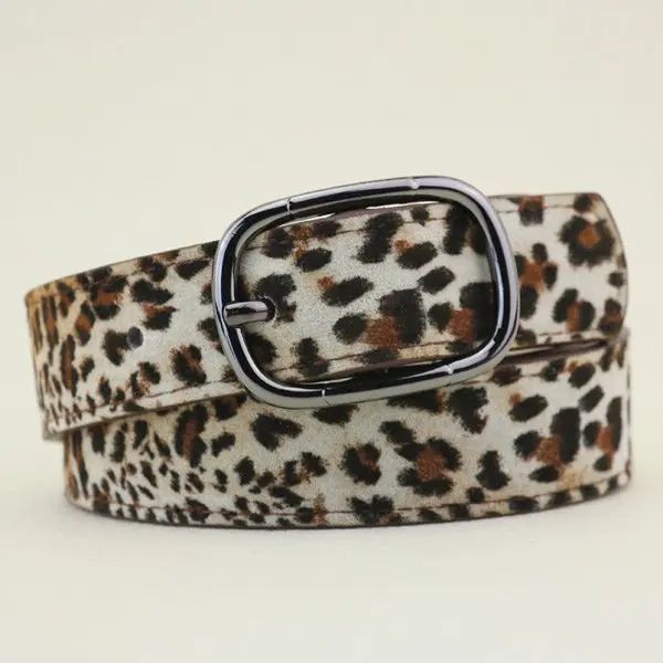 Wide Pigskin Waist Belt with Leopard Print | Rosegal US