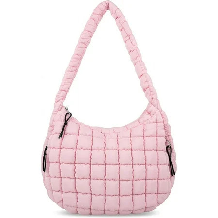 Lohol Quilted Puffer Tote Bag for Women - Large Crossbody Bag, Lightweight Nylon Puffy Carryall Hobo Puff Shoulder Bag-Pink | Walmart (US)