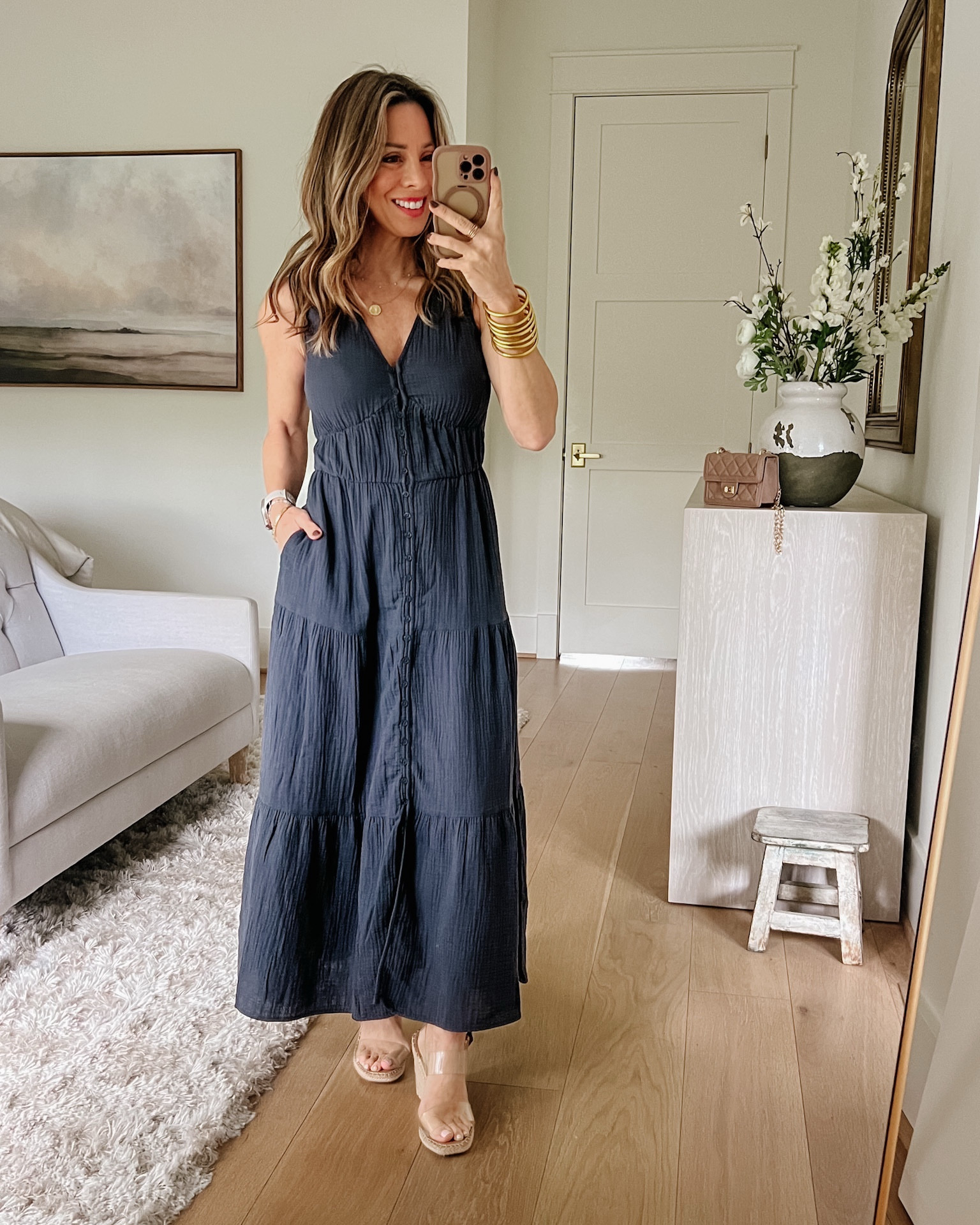 Darling maxi dress that’s regular bra friendly 

Dress Fit: I’m wearing an XS

#LTKOver40 #LTKvlog #LTKPetite
