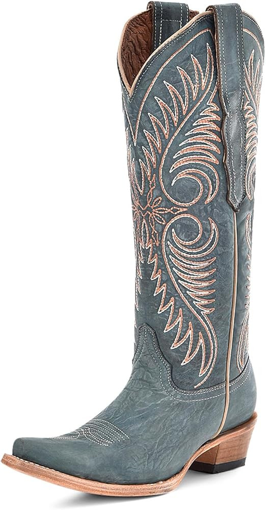 CORRAL Women's Circle G Embroidery Urban Western Outdoor Cowgirl Style Snip Toe Knee-High Pig Lin... | Amazon (US)
