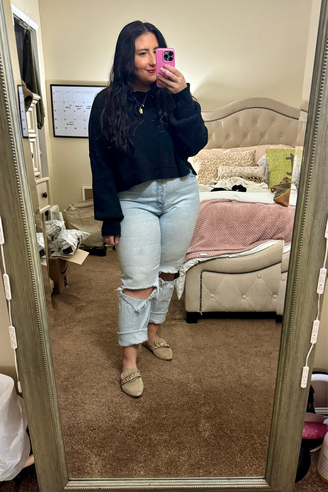 cropped easy street tunic - L 
abercrombie curve love jeans - 32 - short 
steve madden mules 


#LTKmidsize #LTKsalealert #LTKHoliday