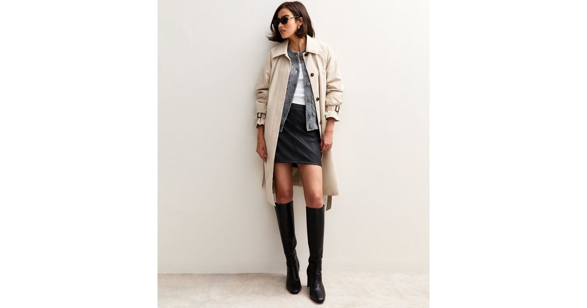 Black Faux Leather A-Line Mini Skirt | New Look | New Look (UK)