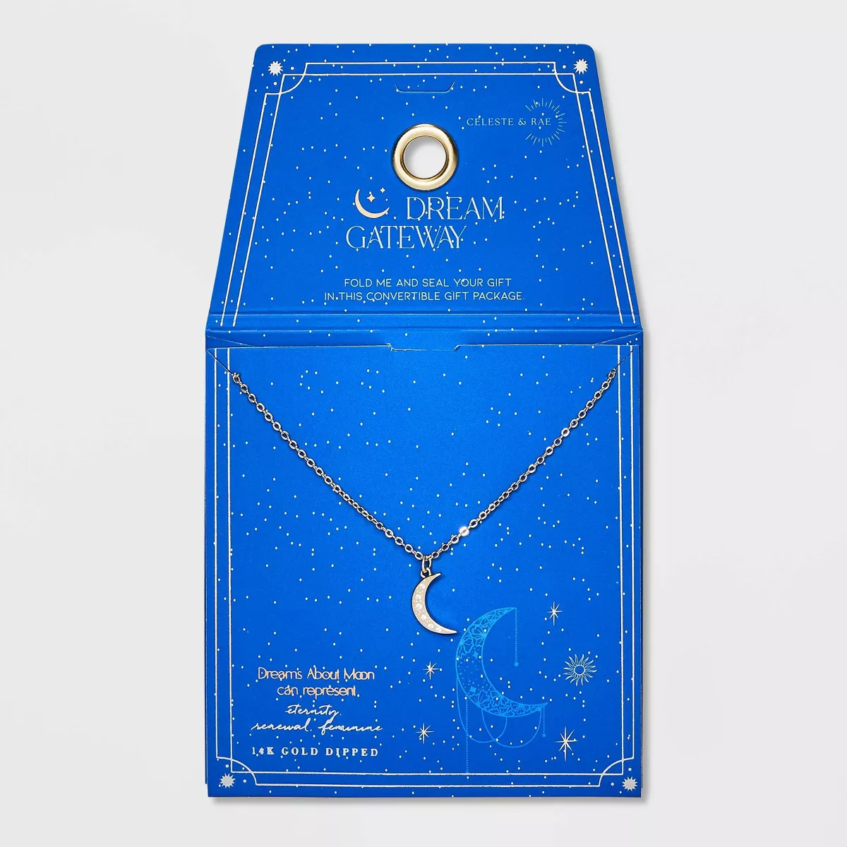Celeste & Rae 14K Gold Dipped Half Moon Pendant Chain Necklace | Target