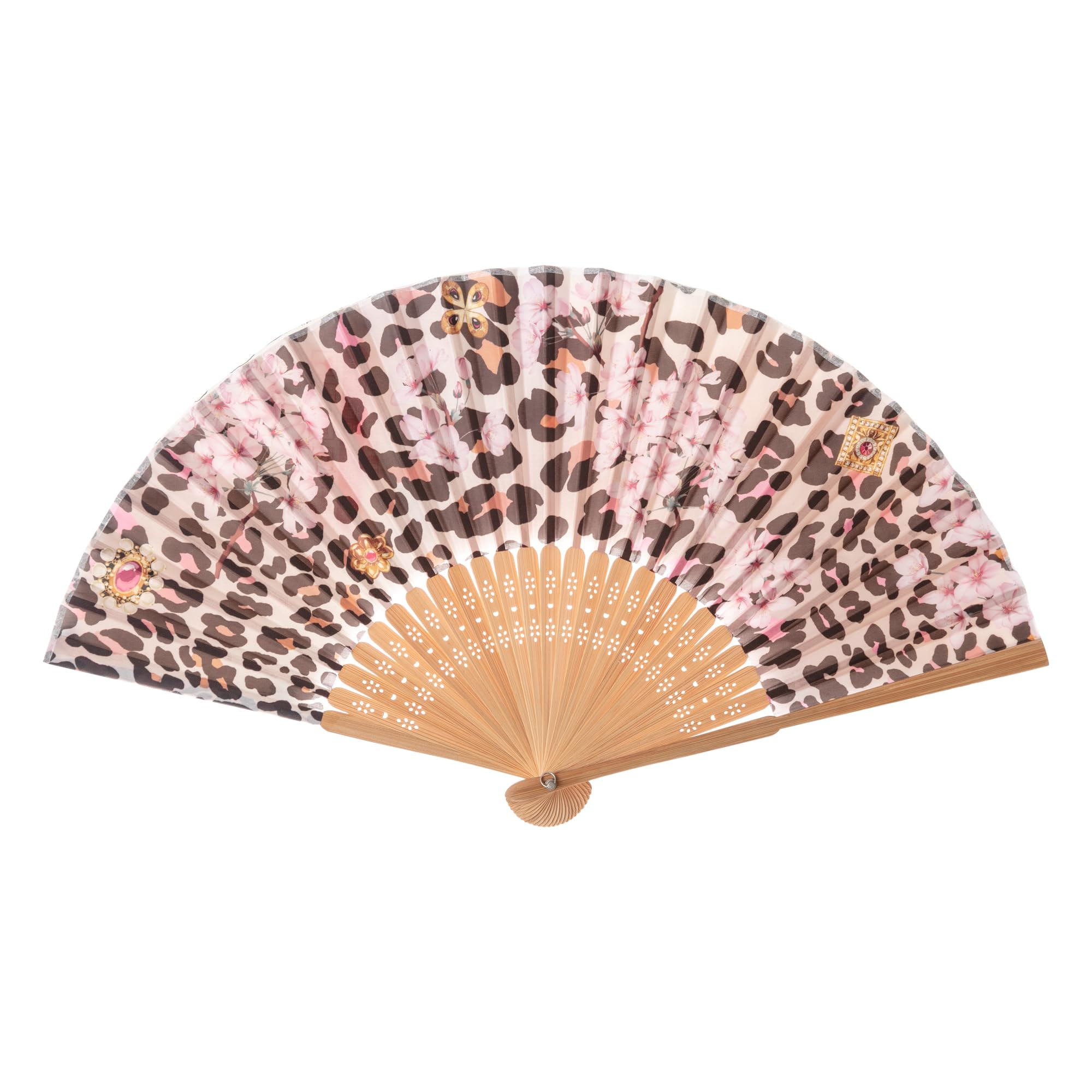 Hand Fan Bamboo Printed Pattern Folding Fan for Party Wedding Gift Leopard Flower | Amazon (US)
