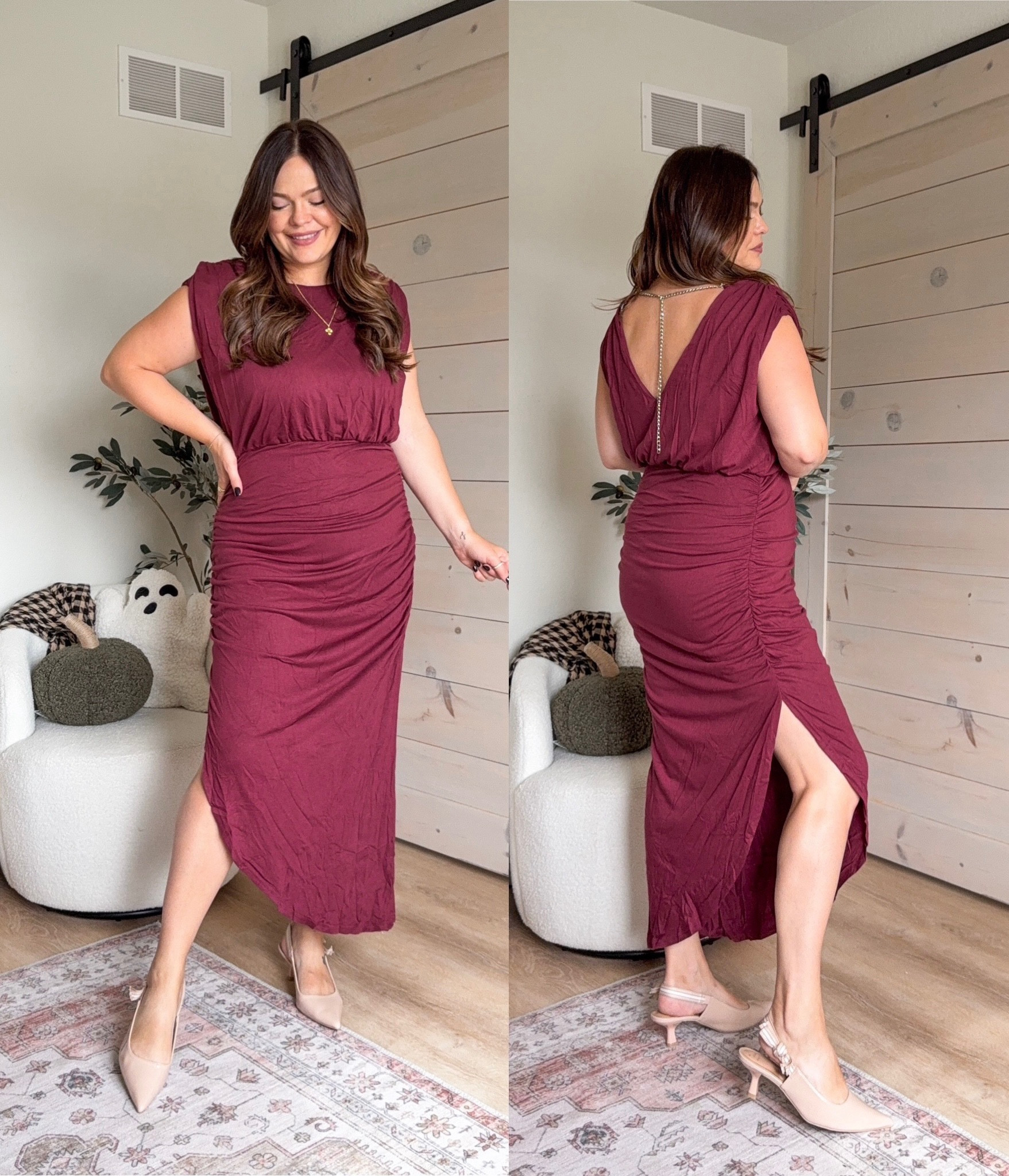 Amazon fall wedding guest dress with cute back chain detail - I got an XL but should’ve gotten a large because it’s too big // Burgundy dress. Fall fashion. Fall dress. Fall wedding

#LTKWedding #LTKStyleTip #LTKFindsUnder50