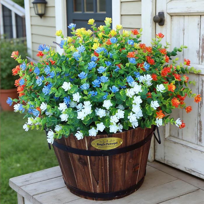 Artificial Flowers Outdoors, 12 Bundles Fake Flowers UV-Anti for Decoration Faux Plastic Plants G... | Amazon (US)