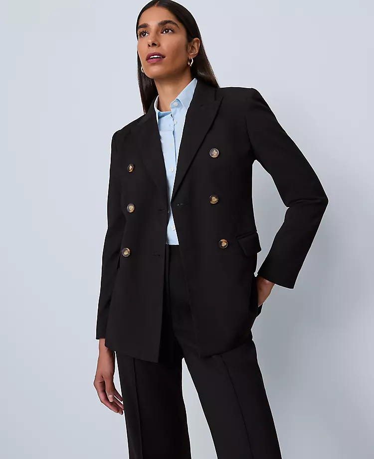 The Fitted Long Double Breasted Blazer | Ann Taylor