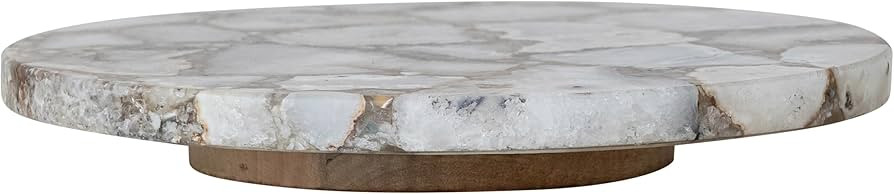 Creative Co-Op Round Agate Lazy Susan with Mango Wood Base, Natural | Amazon (US)