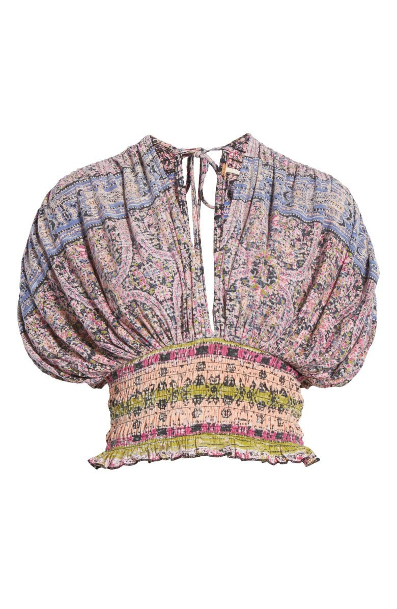 Smocked Elastic V-Neck Blouse | Nordstrom