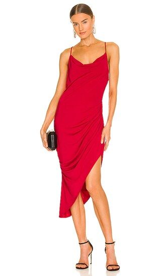 Draped Midi Dress in Red | Revolve Clothing (Global)