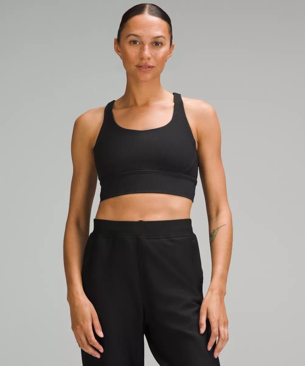 lululemon Energy Ribbed Longline Bra Medium Support, B–D Cups | Lululemon (UK)