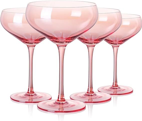 TrophyToast Colored Coupe Glass set of 4-13oz Colorful Champagne | Cocktail Glasses, hand-blown L... | Amazon (US)
