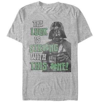 Men's Star Wars St. Patrick's Day Darth Vader Luck Strong  T-Shirt - Athletic Heather - Medium | Target