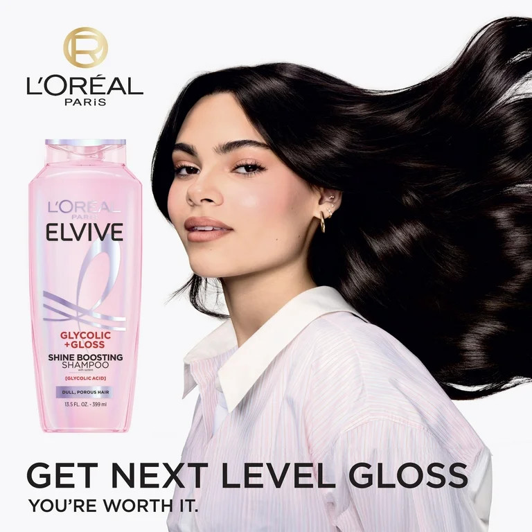 L'Oreal Paris Elvive Glycolic Gloss Shine Enhancing Shampoo, 13.5 fl oz | Walmart (US)