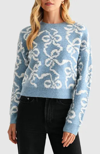 Lush Bow Sweater in Blue Ivory at Nordstrom Rack, Size Medium | Nordstrom Rack