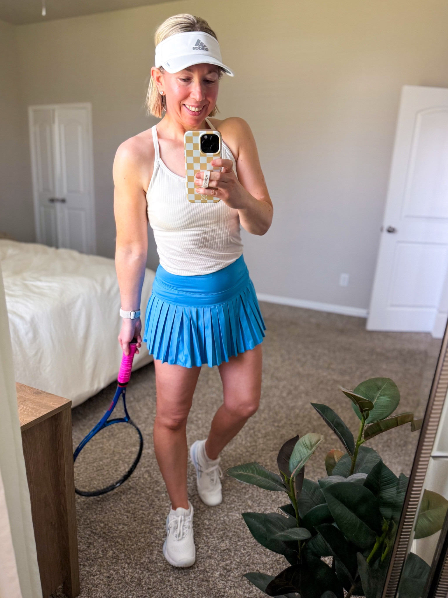 Tennis outfit 
Tennis skirt - size XS (have in several colors) 
Workout tank - size S (have in several colors) 
Tennis shoes - sized up 1/2 size 
Tennis court sneakers 

#ltkpetite
#ltkshoecrush

#LTKFindsUnder50 #LTKActive #LTKOver40