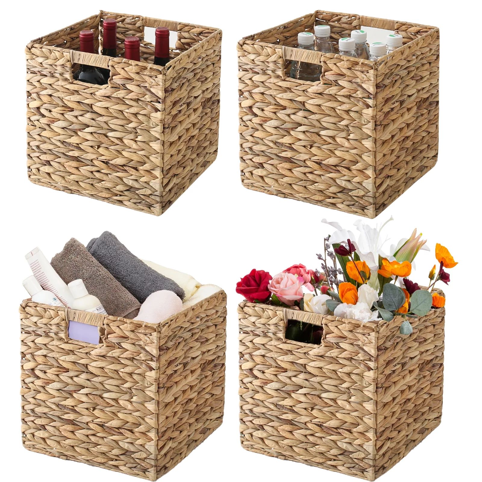 CHOSHOME Water Hyacinth Storage Baskets Wicker Cube Baskets  12X12x12 4  PACK | Walmart (US)