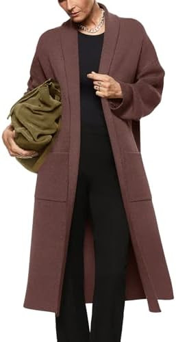 Womens Long Sleeve Maxi Cardigan Open Front Oversized Knitted Sweater Coat Casual Lapel Warm Over... | Amazon (US)