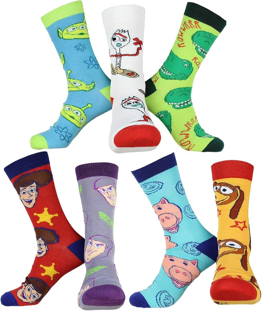 Disney Toy Story Multi-Character Adult 7-Pack Crew Socks 10-13 | Amazon (US)