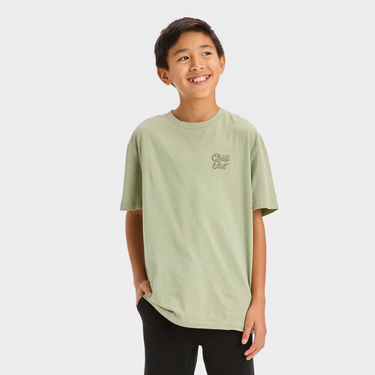 Boys' Short Sleeve Graphic T-Shirt 'Chill Out' - art class™ Olive Green | Target