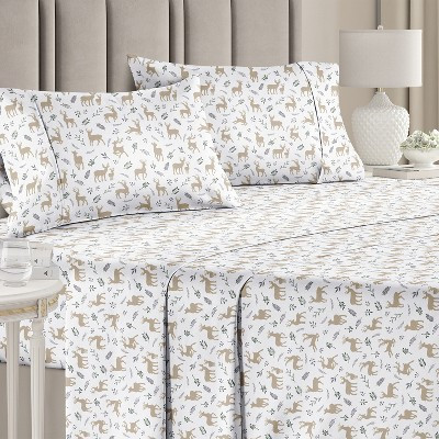 CGK Linens 4 Piece Christmas Pattern Sheet Set - Soft, Wrinkle-Resistant Holiday Bedding in Reindeers, Size Queen | Target