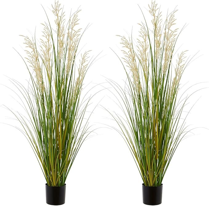 Artificial Plant, 47in Tall, 2pk Grass, Faux House Plants in Pot, Indoor Decorative Flowers &Gree... | Amazon (US)
