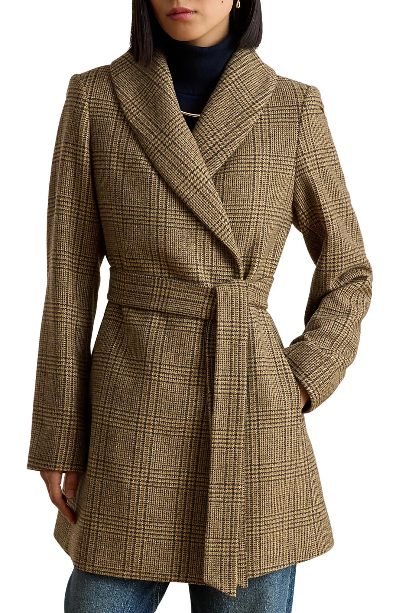 Plaid Wool Wrap Coat (Women) | Nordstrom | Nordstrom
