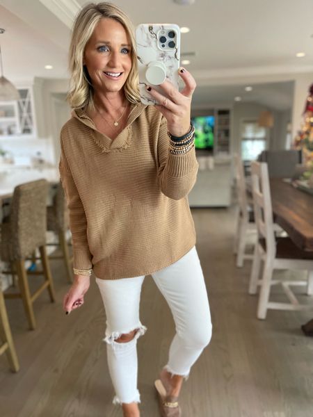 This hoodie sweater is so soft and comfy! Loving the relaxed fit in this one 👏🏻 TTS. Size up in my jeans. 



#LTKstyletip #LTKunder50 #LTKsalealert