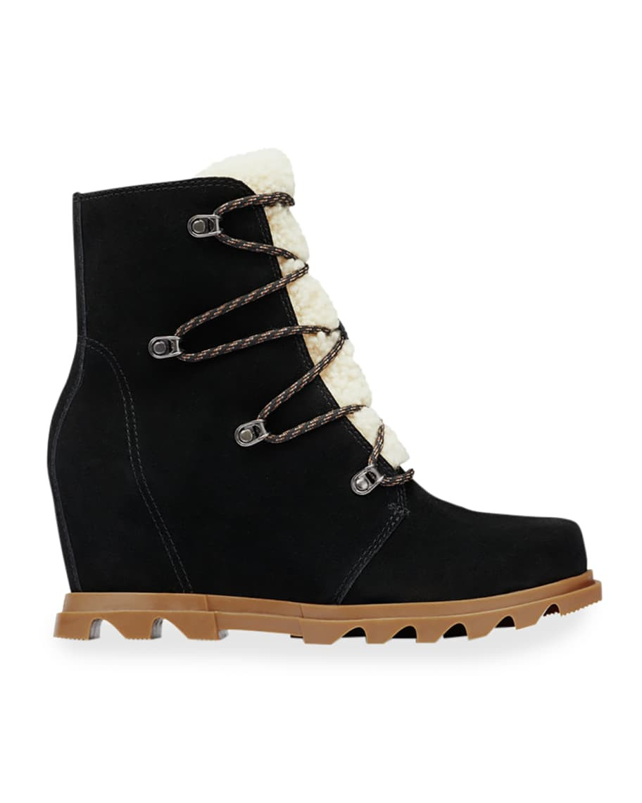 Sorel Joan Of Arctic Suede Shearling Wedge Booties | Neiman Marcus