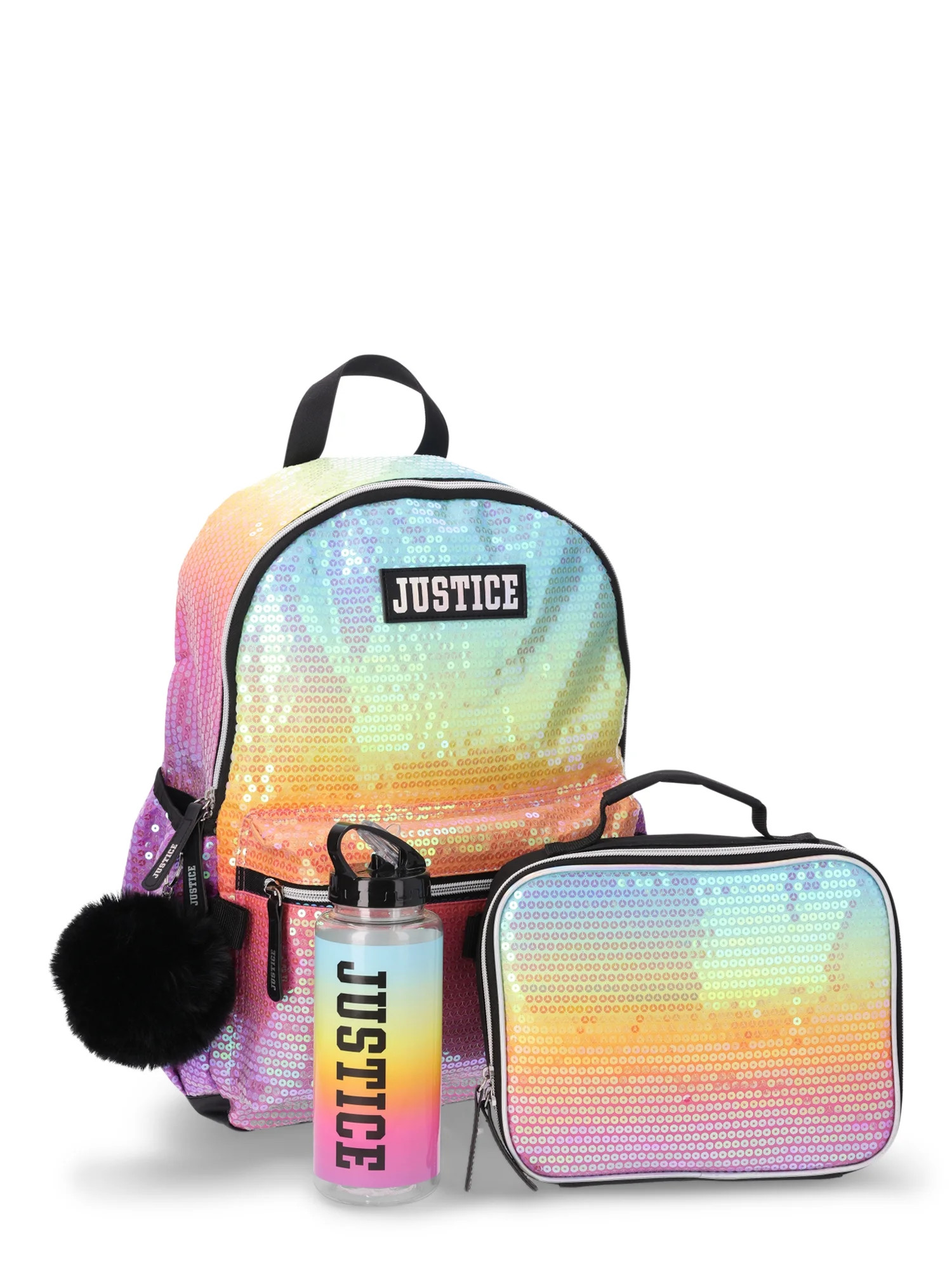Justice Rainbow Sequin Girls 17" 4-Piece Backpack Set with Lunch Bag, Rainbow - Walmart.com | Walmart (US)