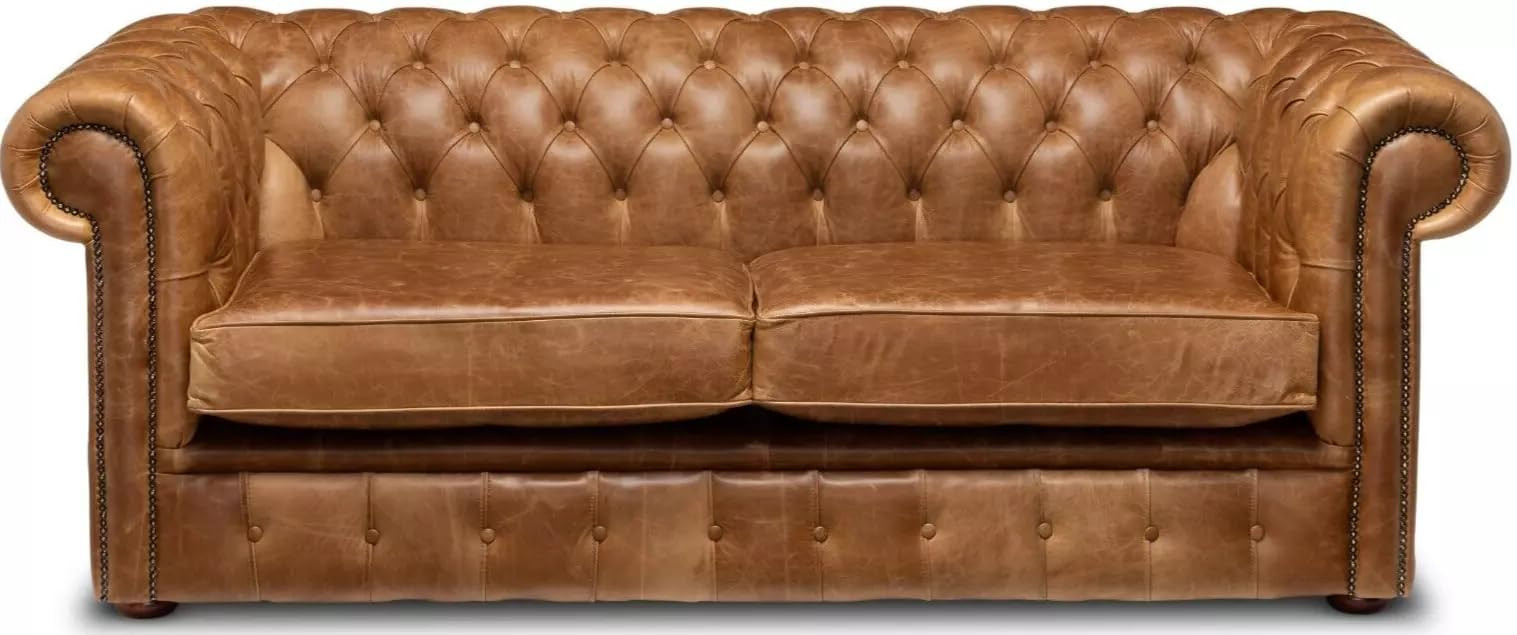 Chesterfield Plus Three Seater Sofa – Genuine Vintage Italian Leather | Handmade UK Classic wit... | Amazon (UK)